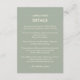Tarjeta De Recepción Boda Minimalista Moderna | Atemporal Verde Salvia