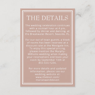 Tarjeta De Recepción Boda minimalista moderna rosa