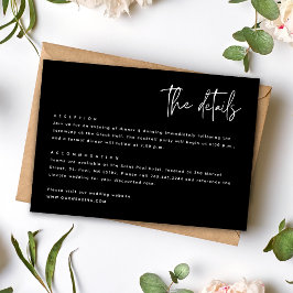 Tarjeta De Recepción Boda Minimalista Moderna Simple en Blanco y Negro