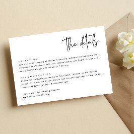 Tarjeta De Recepción Boda Minimalista Moderna Simple en Blanco y Negro