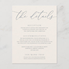 Tarjeta De Recepción Boda Minimalista moderno de color azul y crema, be