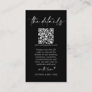 Tarjeta De Recepción Boda Minimalista moderno detalla el código QR