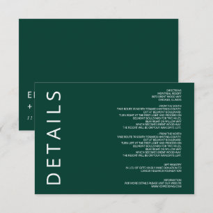 Tarjeta De Recepción Boda Minimalista moderno elegante de color verde e