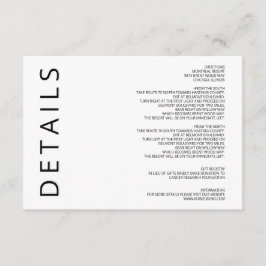 Tarjeta De Recepción Boda Minimalista moderno elegante en blanco y negr