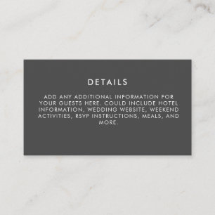 Tarjeta De Recepción Boda minimalista moderno elegante negro y blanco