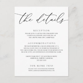 Tarjeta De Recepción Boda Minimalista moderno negro y blanco