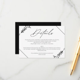 Tarjeta De Recepción Boda Minimalista moderno negro y blanco