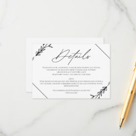Tarjeta De Recepción Boda Minimalista moderno negro y blanco