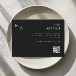 Tarjeta De Recepción Boda Minimalista moderno negro y blanco