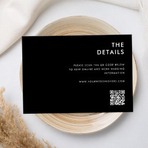 Tarjeta De Recepción Boda Minimalista moderno negro y blanco