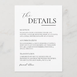 Tarjeta De Recepción Boda Minimalista moderno simple en blanco y negro