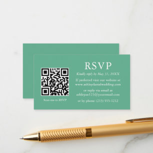 Tarjeta De Recepción Boda minimalista Neo Mint QR RSVP