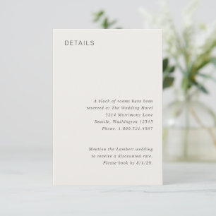 Tarjeta De Recepción Boda Minimalista neutral elegante