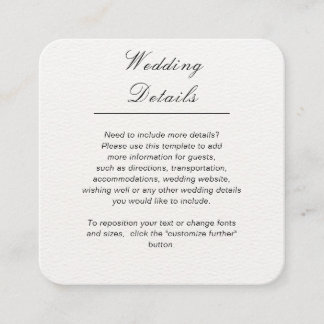 Tarjeta De Recepción Boda minimalista simple blanca personalizable