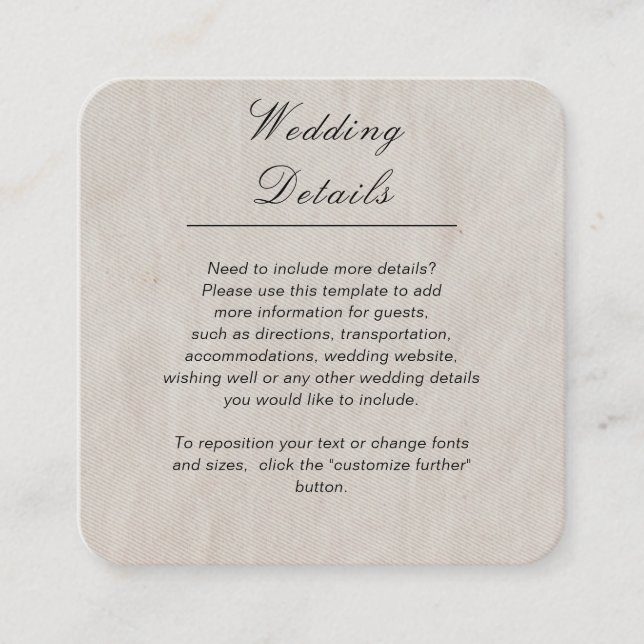 Tarjeta De Recepción Boda minimalista simple blanca personalizable (Anverso)