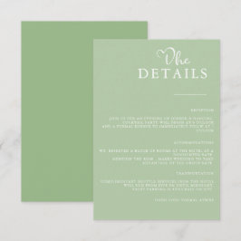 Tarjeta De Recepción Boda minimalista simple moderna verde salvia    