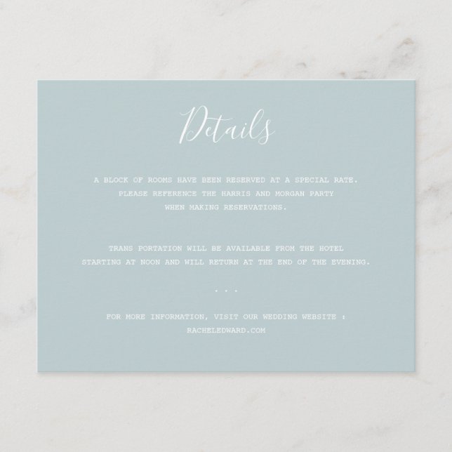 Tarjeta De Recepción Boda Minimalista simple y moderno (Anverso)
