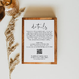 Tarjeta De Recepción BODA Minimalista STELLA Detalles del código QR 3.5