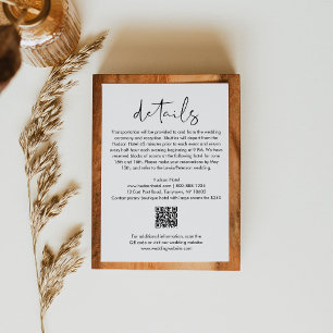 Tarjeta De Recepción BODA Minimalista STELLA Detalles del código QR 3.5