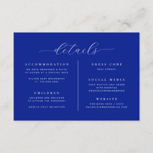 Tarjeta De Recepción Boda Minimalista Tipografía Clásica Azul Cobalto
