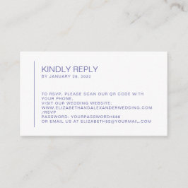 Tarjeta De Recepción Boda mínimo de periwinkle Código QR en línea RSVP