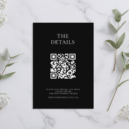 Tarjeta De Recepción Boda mínimo moderno en blanco y negro