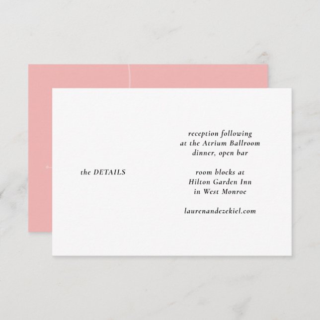 TARJETA DE RECEPCIÓN BODA MOD PINK TULIP (Anverso / Reverso)