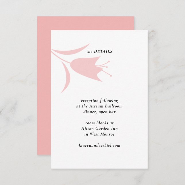 TARJETA DE RECEPCIÓN BODA MOD PINK TULIP (Anverso / Reverso)