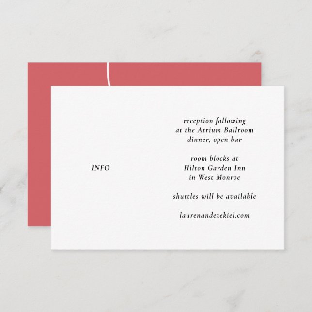 TARJETA DE RECEPCIÓN BODA MOD WHITE AND WINE TULIP (Anverso / Reverso)