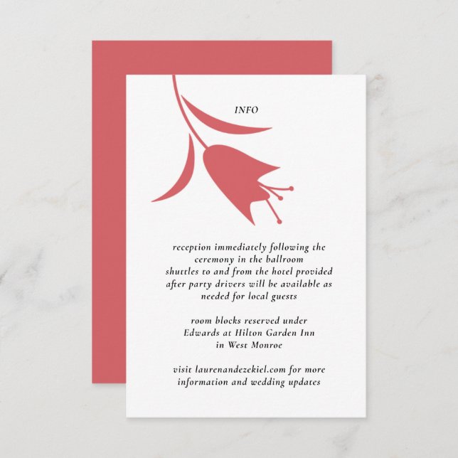 TARJETA DE RECEPCIÓN BODA MOD WINE TULIP (Anverso / Reverso)