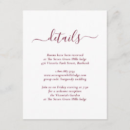Tarjeta De Recepción Boda Moderna Borgoña