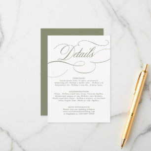 Tarjeta De Recepción Boda moderna caligrafía atemporal Verde Salvia