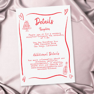 Tarjeta De Recepción Boda moderna caprichosa con corazón dibujado a man