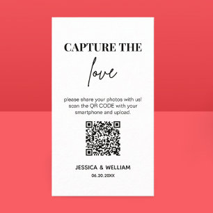 Tarjeta De Recepción Boda moderna Captura el amor Código Qr