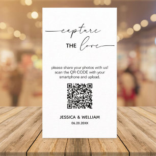 Tarjeta De Recepción Boda moderna Captura el amor Código Qr