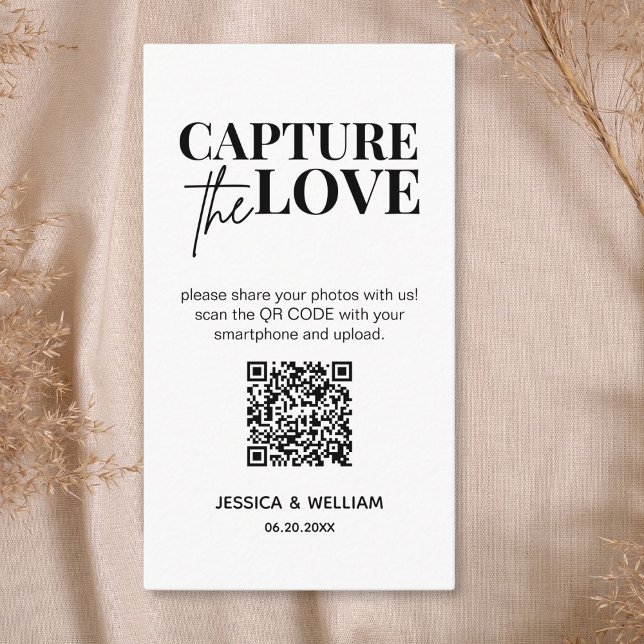 Tarjeta De Recepción Boda moderna Captura el amor Código Qr (Subido por el creador)