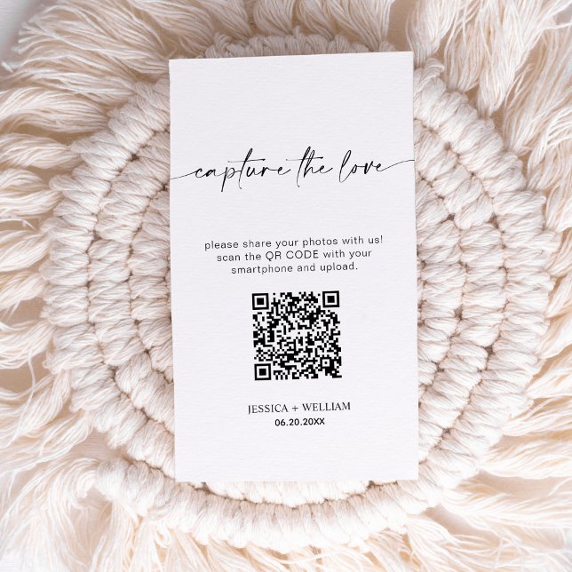 Tarjeta De Recepción Boda moderna Captura el amor Código Qr (Subido por el creador)