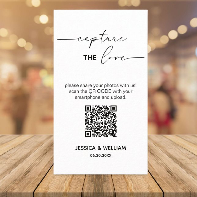 Tarjeta De Recepción Boda moderna Captura el amor Código Qr (Subido por el creador)