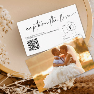 Tarjeta De Recepción Boda moderna Captura el amor Código Qr