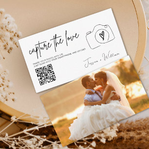 Tarjeta De Recepción Boda moderna Captura el amor Código Qr