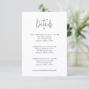 Tarjeta De Recepción Boda moderna clásica en blanco y negro