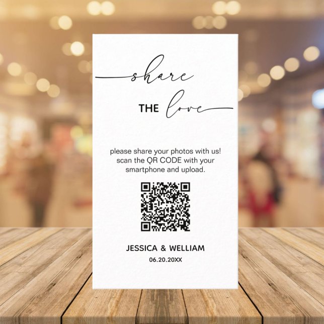 Tarjeta De Recepción Boda moderna Comparte el amor Código Qr (Subido por el creador)