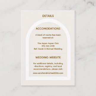Tarjeta De Recepción Boda moderna con arco y brillo dorado