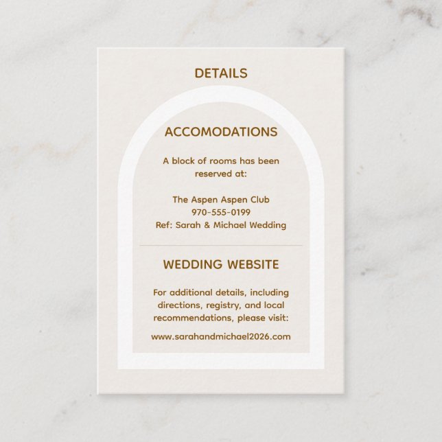 Tarjeta De Recepción Boda moderna con arco y brillo dorado (Anverso)
