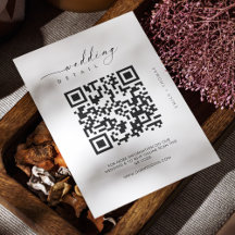 Boda Moderna con Código QR en Blanco y Negro