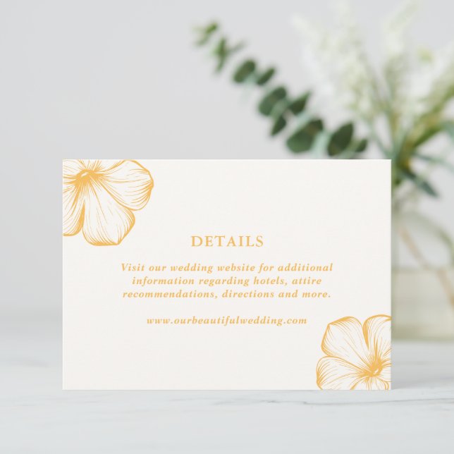 Tarjeta De Recepción Boda moderna con manteca amarilla floral elegante  (Anverso de pie)