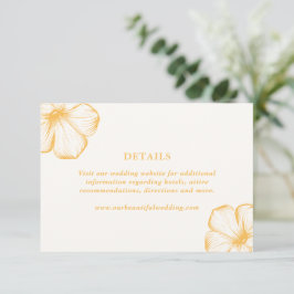 Tarjeta De Recepción Boda moderna con manteca amarilla floral elegante 