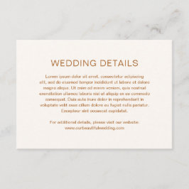 Tarjeta De Recepción Boda moderna con monograma de cobre de marfil