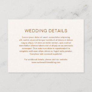 Tarjeta De Recepción Boda moderna con monograma de cobre de marfil