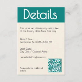 Tarjeta De Recepción Boda moderna contemporánea de color azul verde tra